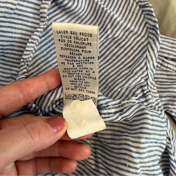 Dalia Collection Stripe Adjustable Sleeve Shirt - Size XS - Picture 9 of 11